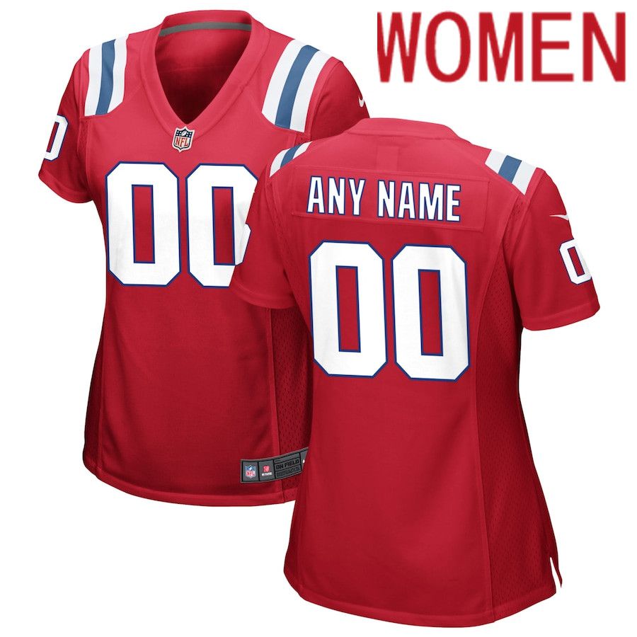 Cheap Women New England Patriots Nike Red Alternate Custom NFL Jersey